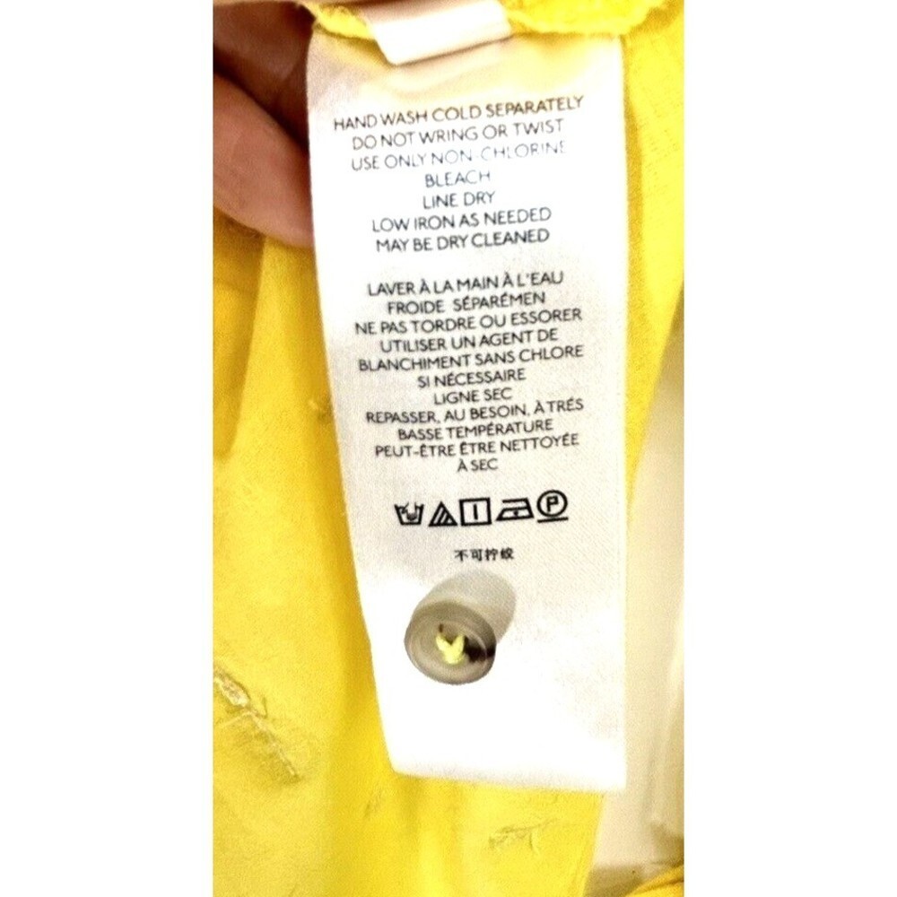 Maeve By Anthropologie Blouse Women 4 Yellow Pineapple Embroidered Cotton Voile - Picture 9 of 10